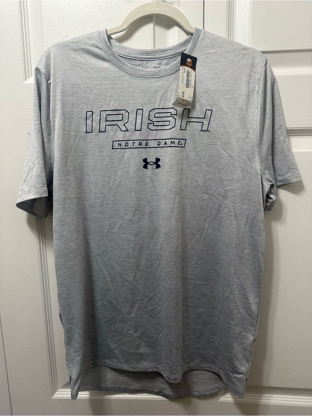 Notre Dame Under Armour Light Gray Short Sleeve Tech Tee